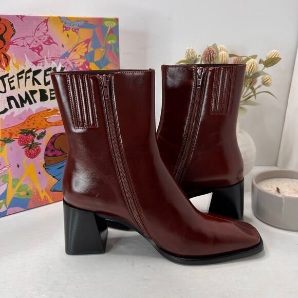 Jeffrey Campbell Sherpal Chunky Heel Zip Boot Brown Women 9.5 Tried On - Picture 7 of 11